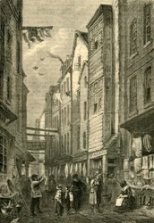 Field Lane por volta de 1840, c1872.