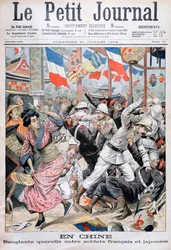 Luta entre soldados franceses e japoneses durante a Guerra Russo-Japonesa, China, 1904