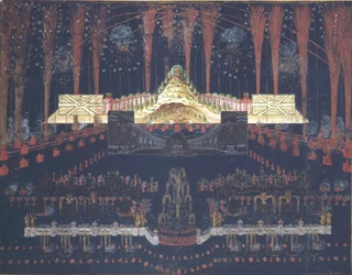Fogo de artifício e iluminação a 25 de abril de 1742 em Moscovo, meados do século XVIII.