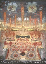 Fogo de artifício e iluminação em 16 de junho de 1744, em Moscovo, meados do século XVIII