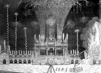 Fogos de artifício no Green Park, St Jamess, 27 de abril de 1749