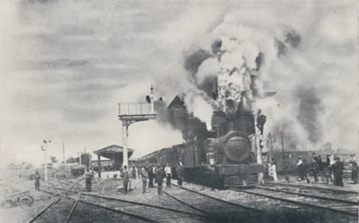 Primeiro trem da ferrovia intercolonial que sai de Kalgoorlie, 1923.