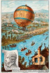 Primeira viagem aérea de Pilâtre de Rozier e dArlandes, Paris, França, 1783, década de 1890.