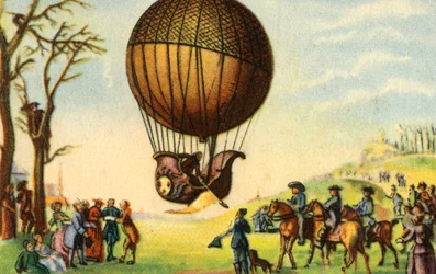 Primeira ascensão tripulada de um balão de hidrogênio, Paris, França, 1 de dezembro de 1783, 1932.