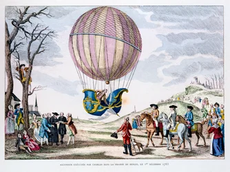 Primeiro vôo tripulado em um balão de hidrogênio, França, 1 de dezembro de 1783 1887