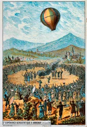 Primeiro vôo de teste de um balão de ar quente em Annonay, França, 4 de junho de 1783