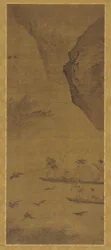 Pesca com cormorões, dinastia Qing, século XVII.