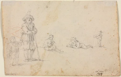 Estudos de cinco figuras, 1600s.