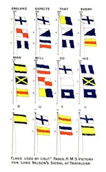 Bandeiras usadas para o famoso sinal de Nelsons na Batalha de Trafalgar, 1805