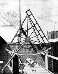 Sextante montado equatorialmente em Flamsteeds equipado com telescópio, 1725