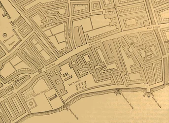 Rua da frota, o templo, etc., de um mapa de Londres, publicado 1720, 1897.