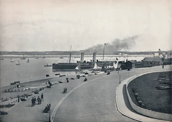 Fleetwood - The Promenade: Partida do navio da ilha de Man, 1895