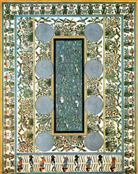 Pintura de piso em um palácio em Tell el-Amarna, Egito, 1928.