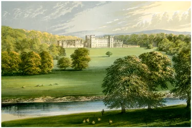 Castelo de pisos, Roxburghshire, Escócia, Duque de Roxburghe, c1880