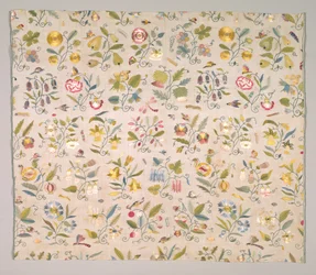 Bordado floral, início dos anos 1600.