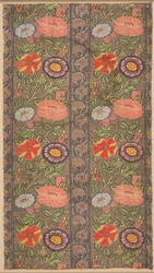 Seda floral listrada sobre fundo dourado, 1600-1650.