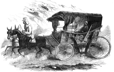 Florence Nightingale em sua carruagem na Crimeia, 1856