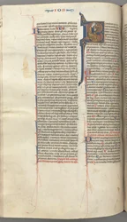 Fol. 214v, Salmo 1, história inicial 8, David harping, c. 1275-1300.