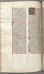 Fol. 227v, Salmo 80, historiada inicial E, Davi batendo em um carrilhão de infernos, c. 1275-1300.