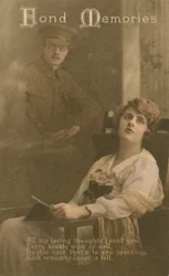 Fond Memories, cartão postal romântico enviado de um soldado para sua namorada