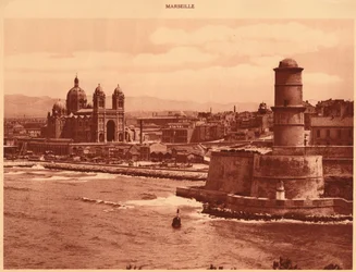 Forte St. Jean e Catedral, Marselha, 1930.