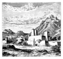 Aldeias fortificadas perto de Lanzhou, China, 1895