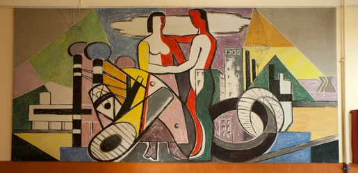 Fortstraat. Complexo escolar ( Royal Atheneum). Interior. Segundo andar. Pintura. M. Aars (?).