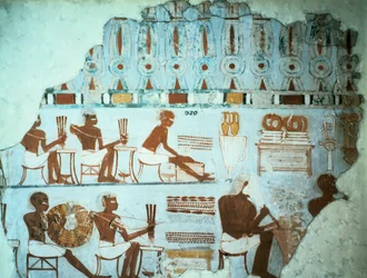 Fragmento de gesso pintado da tumba de Sebekhotep, de Tebas, Egito, 18a dinastia, c1400 aC
