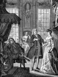 Frederick Prince of Wales e a princesa Augusta de Saxe-Gotha, 1736