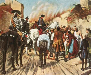 Frederico, o Grande, nas ruínas de Küstrin antes da Batalha de Zorndorf, em 25 de agosto de 1758, 1936.