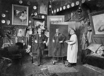 Artista francês Louis-Robert Carrier-Belleuse pintando Doctor Boyen, 1906