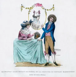 Moda e penteado franceses, início do século XIX 1882-1884