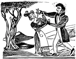 Xilogravura popular francesa usada para ilustrar assassinatos, c. 1840, 1964