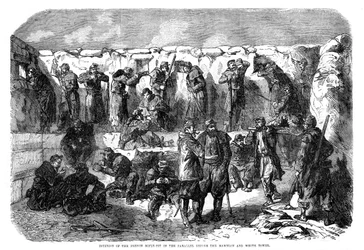 Fosso de atiradores francês na paralela diante do mamelão e da torre branca, Sebastopol, Guerra da Crimeia, 1855
