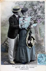 Cartão romântico francês, c1900