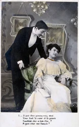 Cartão romântico francês, c1900