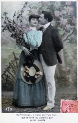 Cartão romântico francês, c1900