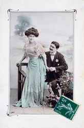 Cartão romântico francês, c1900