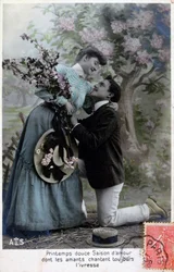 Cartão romântico francês, c1900