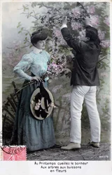Cartão romântico francês, c1900