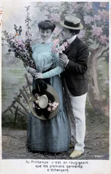 Cartão romântico francês, c1900