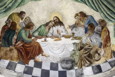 Fresco na igreja Zollino : A Última Ceia, Zollino, Italie