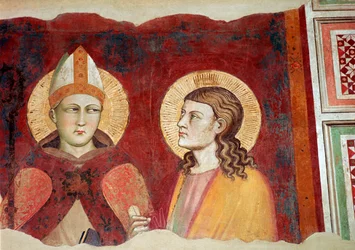 Afresco de um bispo, século XIV