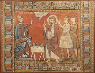 Afresco com o milagre das jóias, final do século XIII-início do século XIV.