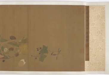 Frutas, legumes, flores e insetos, dinastia Ming, 1368-1644.
