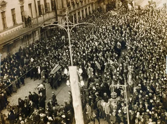 Procissão fúnebre do poeta Valery Bryusov, Moscou, URSS, 12 de outubro de 1924