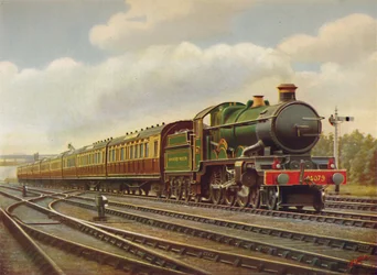 GWR Cornish Riviera Limited Express a toda velocidade, - Motor Pendennis Castle., 1926