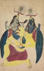 Garuda carregando Balarama e Krishna, 1800.