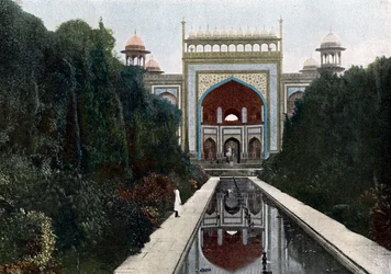 Porta de entrada para o Taj Mahal, Agra, Uttar Pradesh, Índia, c1890