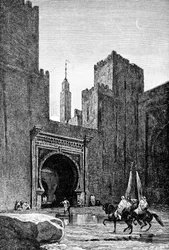 Porta de entrada para o kasbah, Fez, Marrocos, 1895